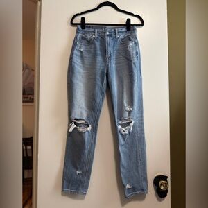 American Eagle Light Blue Distressed Mom Jean 2